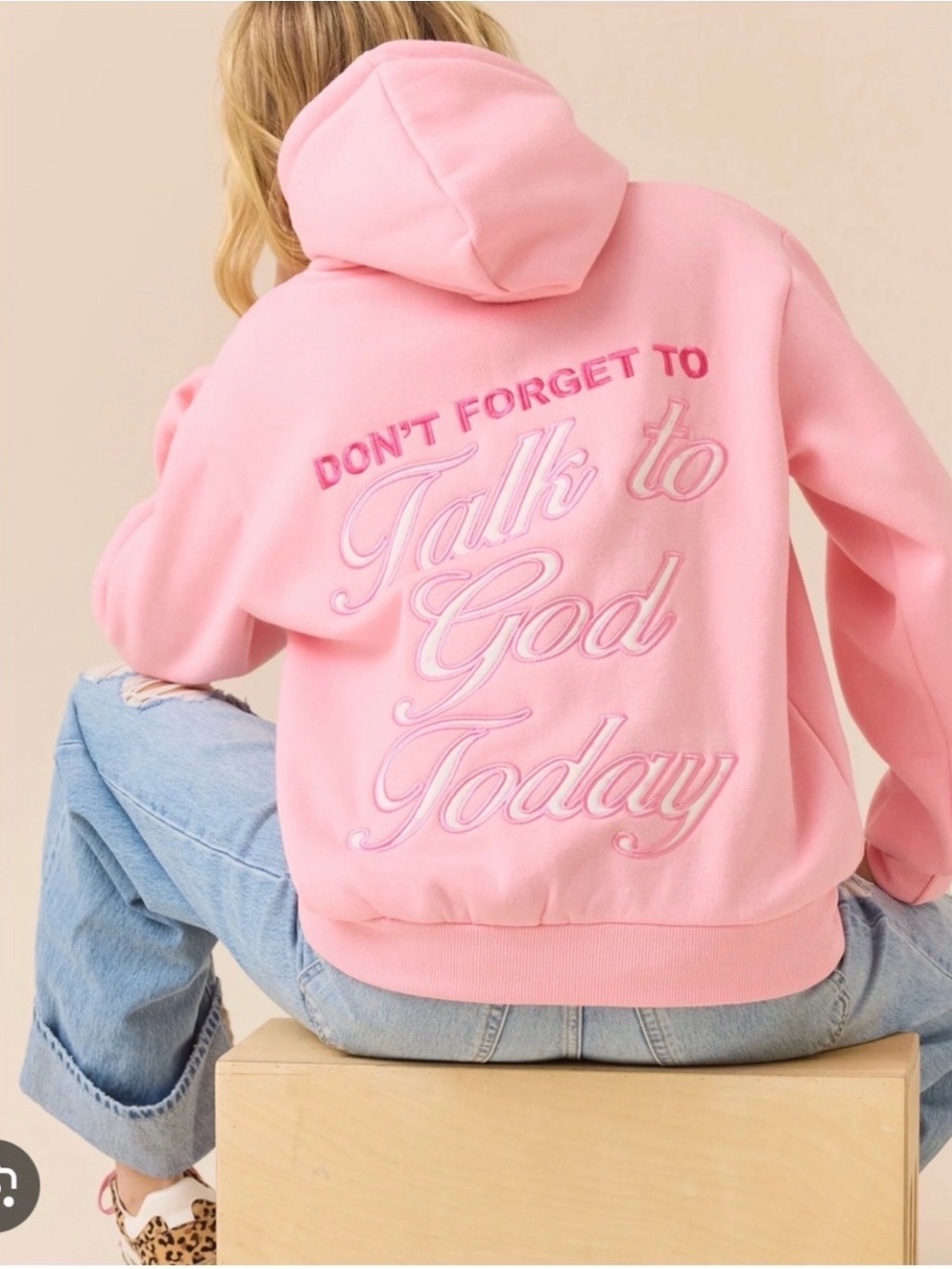 Altar'd State Pink Embroidered Hoodie - Talk to God Today